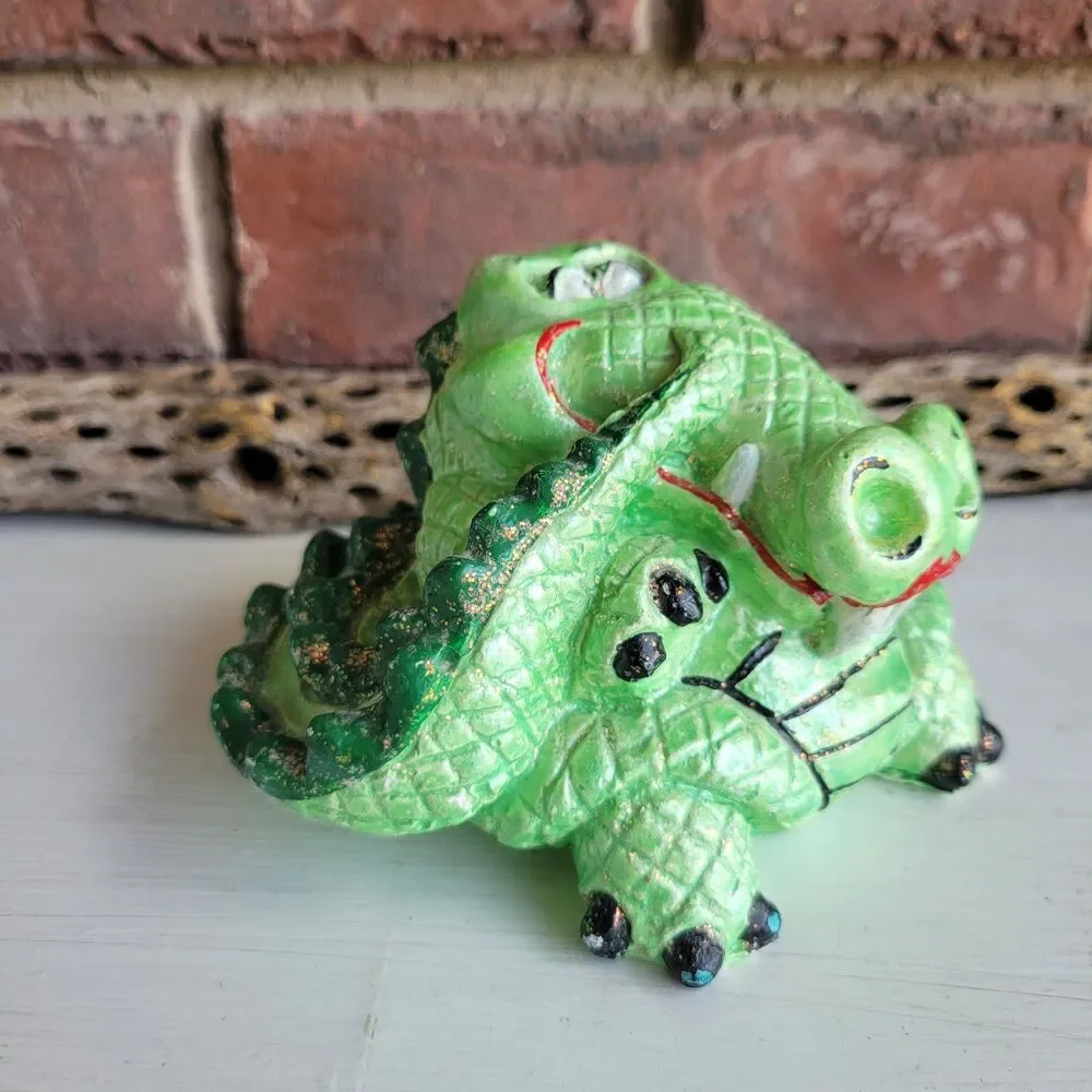 Unique Glitter Alligator Vintage Chalkware Figurine